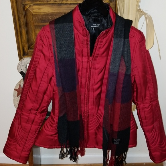 Tribal Jackets & Blazers - 🛍❤Lovely Red Coat with Scarf😊🌹